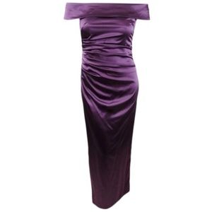 Vince Camuto Off-Shoulder Ruched-Waist Gown (Plum)
